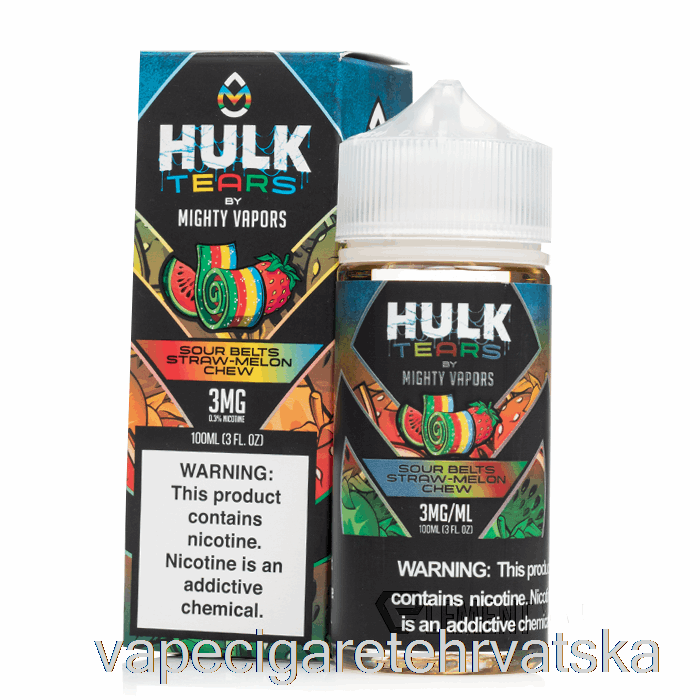 Vape Cigarete Sour Belts Straw Melon Chew - Hulk Tears - 100ml 3mg